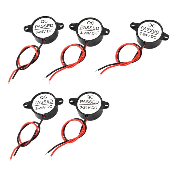 Unique Bargains 5Pcs DC 3-24V 85dB Industrial Wired Electronic Alarm Buzzer Black