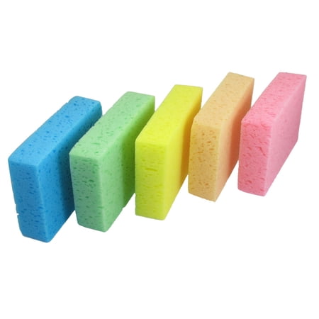 Unique Bargains 5Pcs Durable Practical Perforated Car Wash Sponge Assorted Color