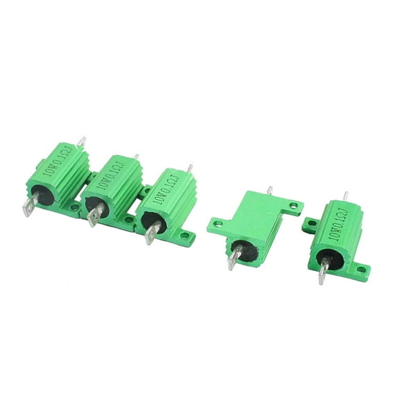 Unique Bargains 5Pcs Green 10W 0.1 Ohm 5% Axial Aluminum Case Wirewound Resistors