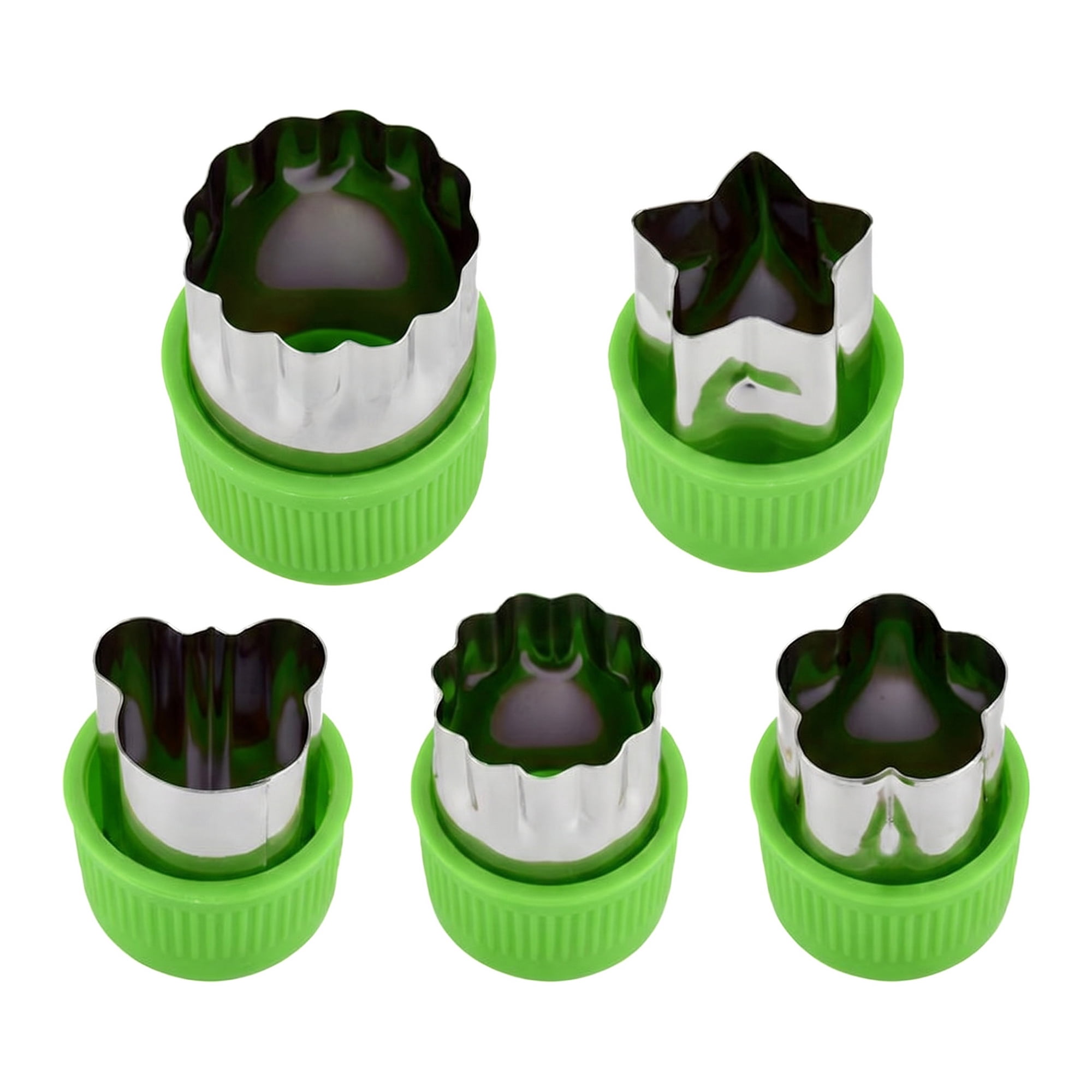 Unique Bargains 5Pcs Handheld Metal Biscuit Cutter Set with Handle Green-2
