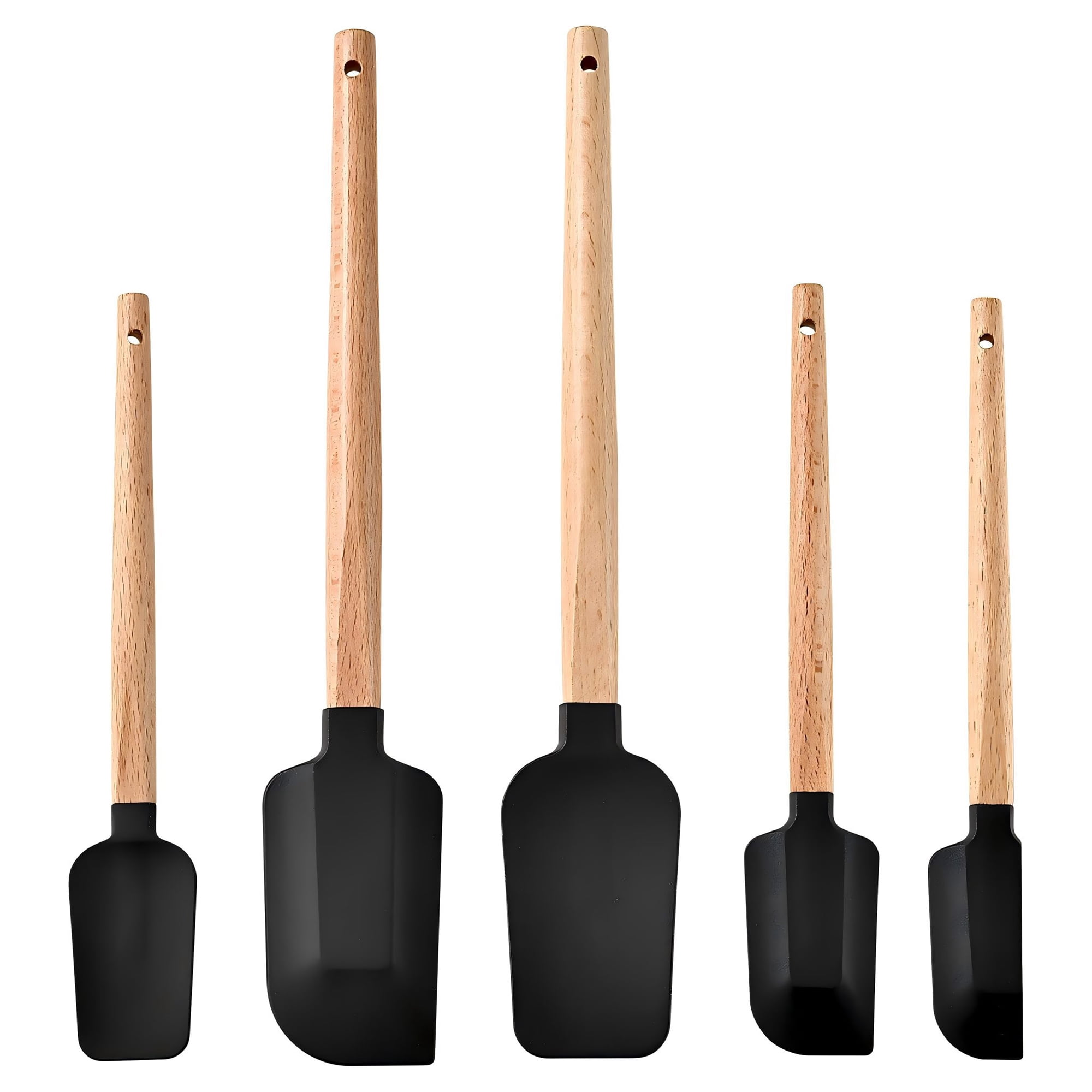 Unique Bargains 5Pcs Heat-Resistant Cooking Utensils Kitchen Spatula Set Black