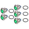 thumbnail image 1 of Unique Bargains 5Pcs LED Indicator Light 19mm 12V Metal Shell Waterproof Pilot  Dash Signal Lamp Internal Green, 1 of 6