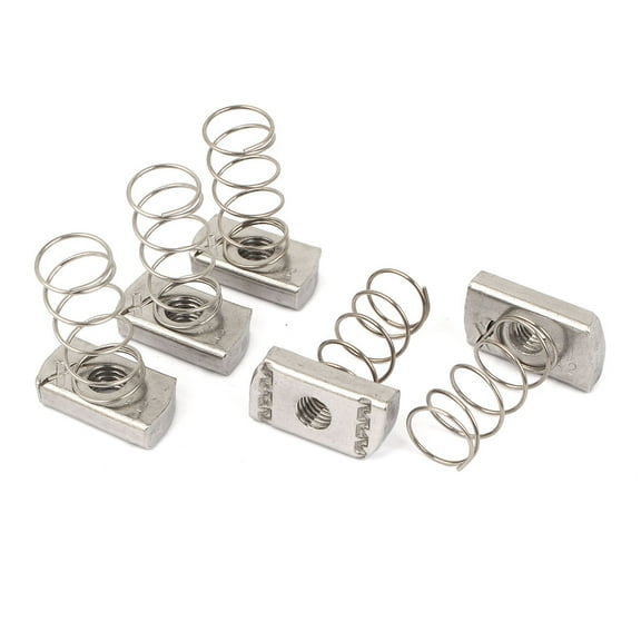 Unique Bargains 5Pcs M10 304 Stainless Steel Long Spring Nuts for Unistrut Channel