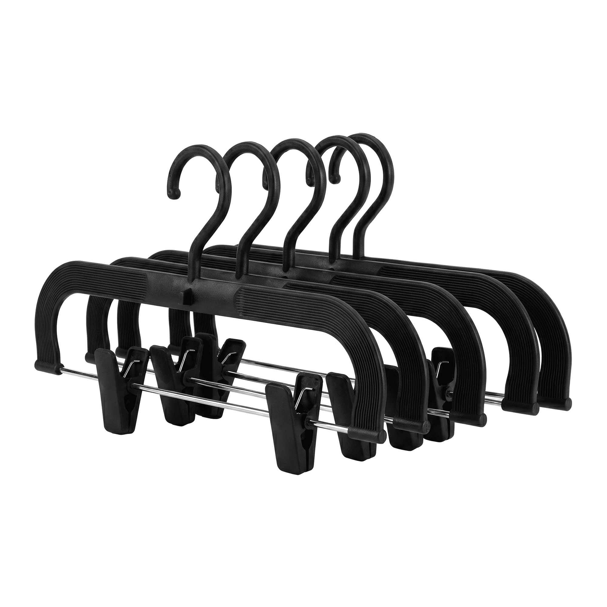 Unique Bargains 5Pcs Plastic Pants Space Saving Hangers Closet Organizer Black 13.8" x 7.1"
