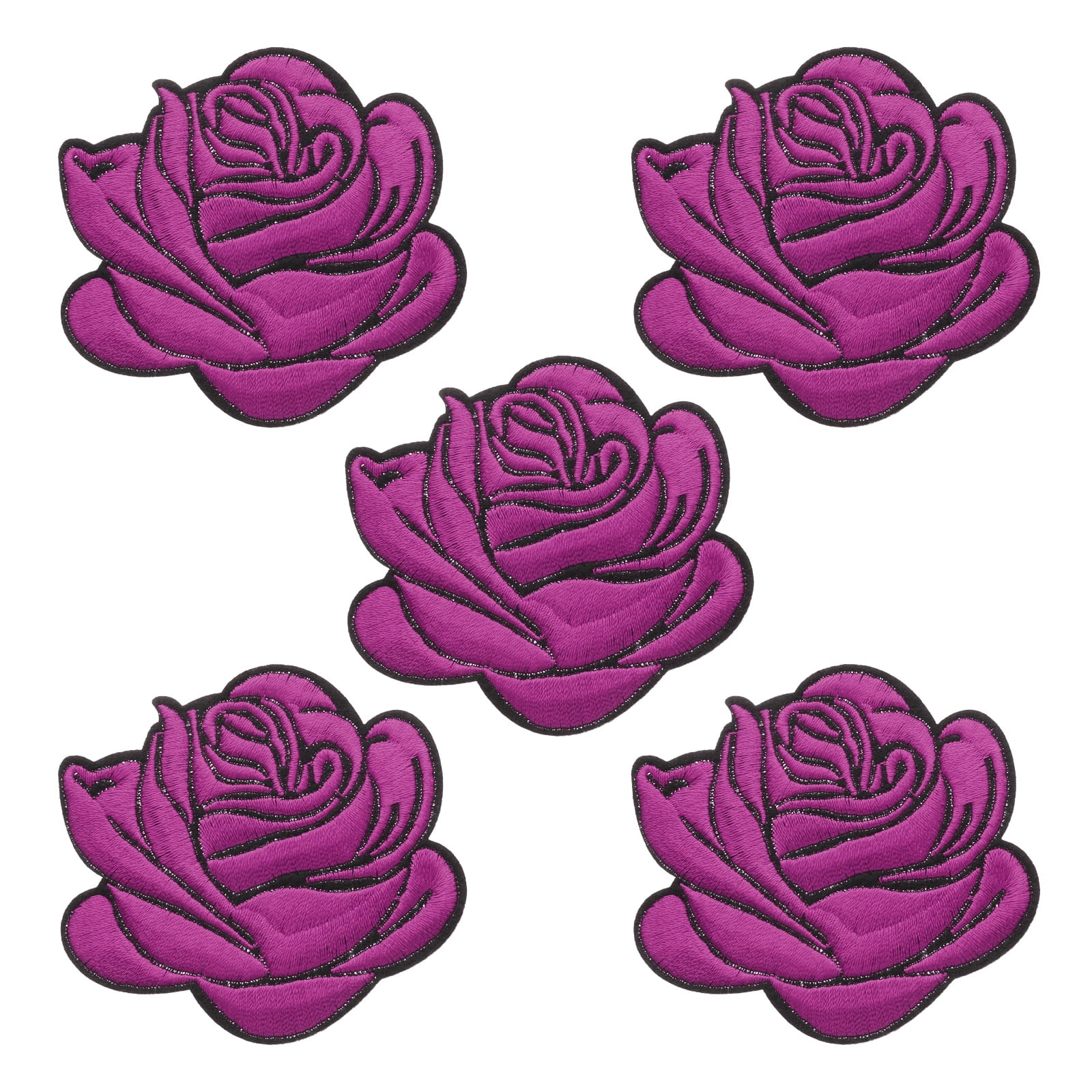 Unique Bargains Rose Embroidered Patch Appliques Flower Sew Iron on Patches Purple