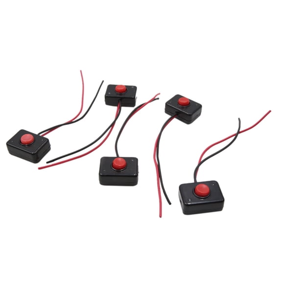 Unique Bargains 5Pcs Self-adhesive Wired Automatic Reset Momentary Push Button Switch for Car