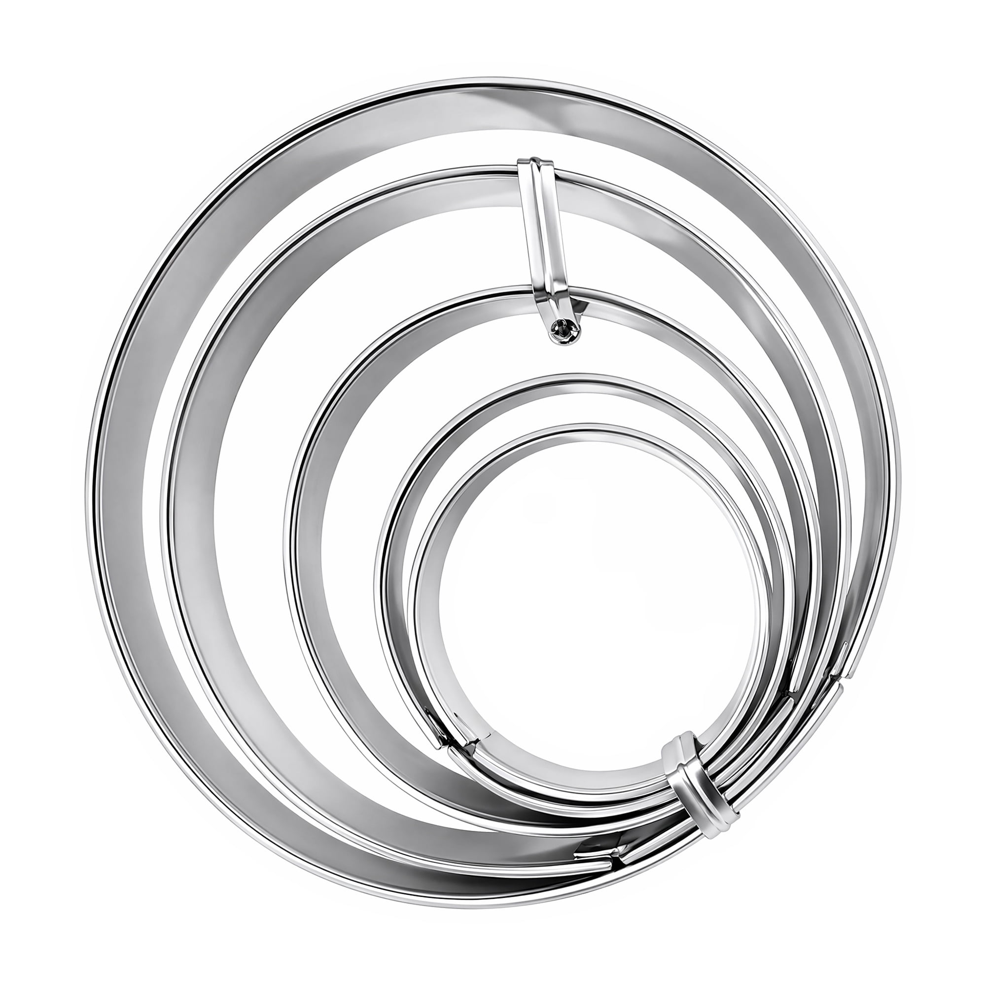 Unique Bargains 5Pcs Stackable Glossy Steel Metal Biscuit Cutting Rings Silver-1