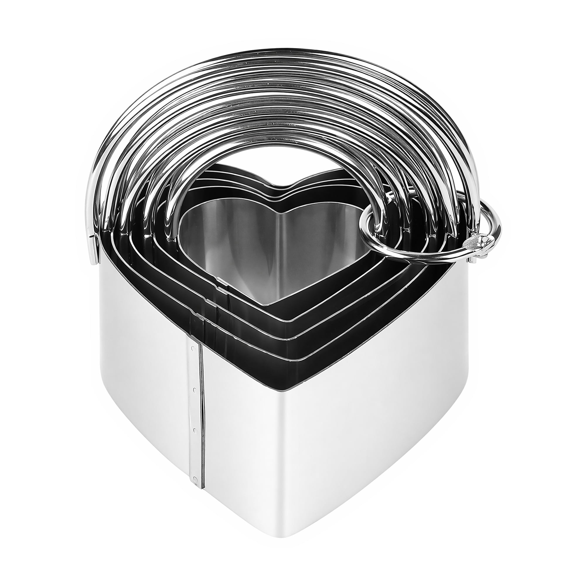 Unique Bargains 5Pcs Stainless Steel Heart Cookie Cutters for Decorating Silver-5