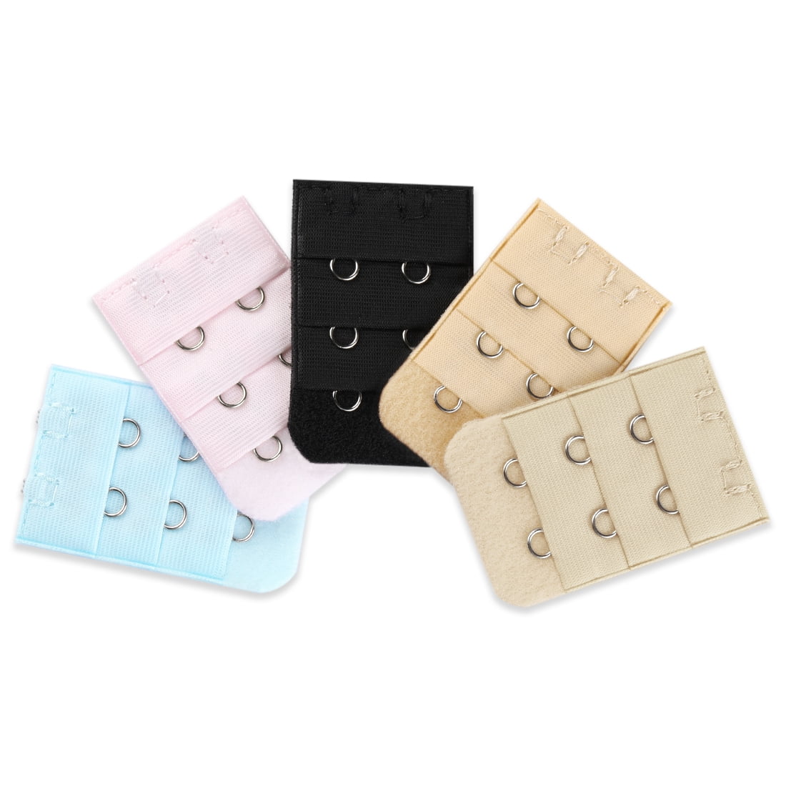 Unique Bargains 5Pcs Woman Lady 3 Rows 2 Hooks Bra Extension Strap Extender Assorted Color