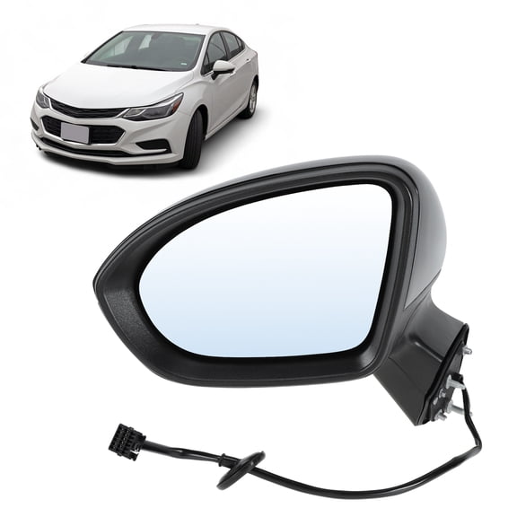 Unique Bargains 5Pin Left Driver Side Mirror Replacement for Chevy Cruze 16-19 Sedan/Hatchback Power Door Mirror Assembly Heated Glass Manual Fold Gloss Black Replace# GM1320542