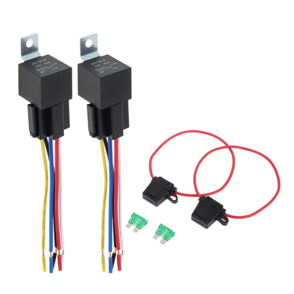 Unique Bargains 5Pins 12V 40A Relay for Motorcycle Car Truck Boat with Sockets Fuses Black 1 Set Metal Hanging