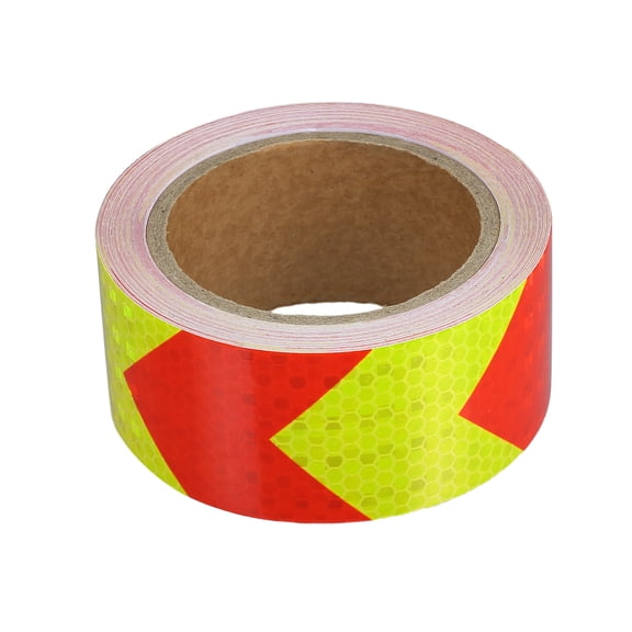 Unique Bargains 5cmx10m Fluorescent Yellow and Red Arrow Car Reflective Stickers Safety Warning Reflective Protector