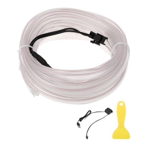Unique Bargains 5m EL Wire Cable LED Glow String Light Car Interior Lighting Strip Flexible Neon Light for Car Decoration USB(5V) White