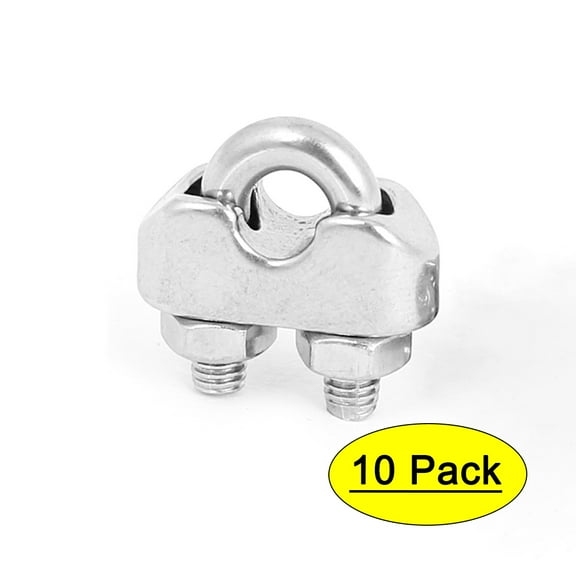 Unique Bargains 5mm 1/5" Stainless Steel U Bolt Wire Rope Cable Clamp Clips Fastener 10pcs