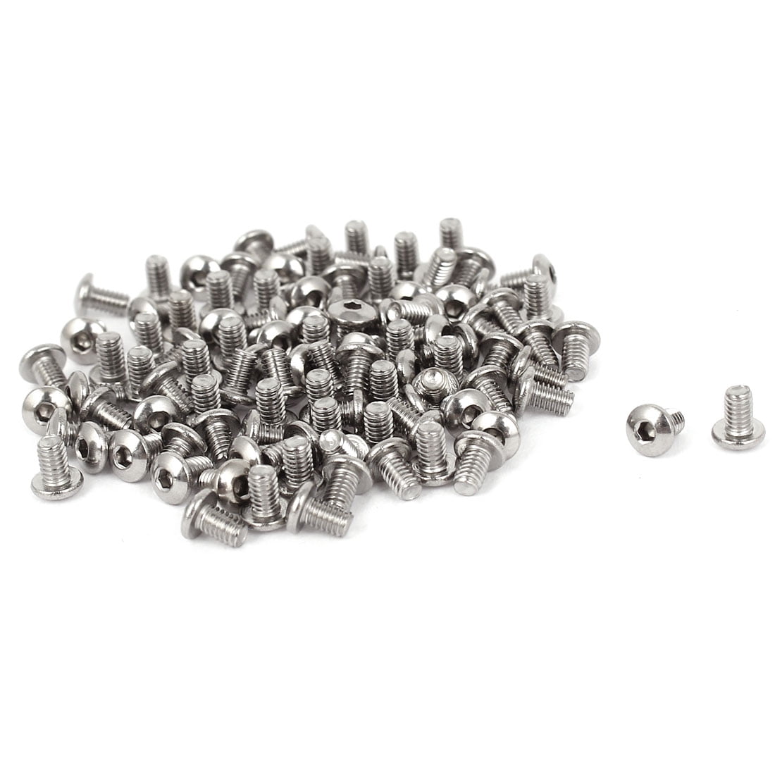 Unique Bargains 5mm Long M2.5x4mm Hex Button Head Bolts Machine Screws 100 Pcs