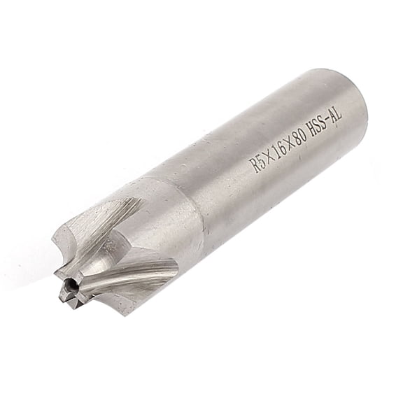 Unique Bargains 5mm Radius 80mm Long 4 Flutes HSS-AL Straight Shank Corner Rounding End Mill