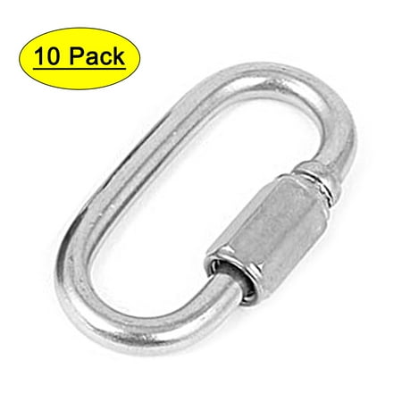 Unique Bargains 5mm Thickness Quick Oval Screwlock Link Lock Carabiner 10 Pcs
