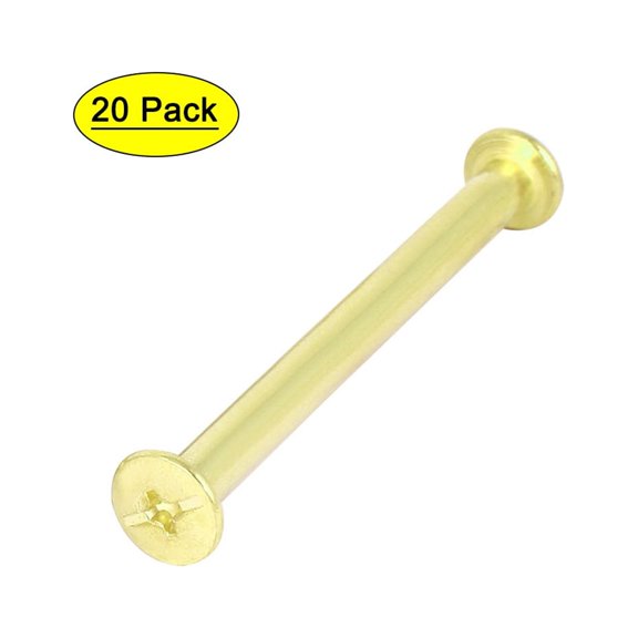 Unique Bargains 5mmx55mm Brass Plated Chicago Screws Binding Posts Docking Rivet 20pcs