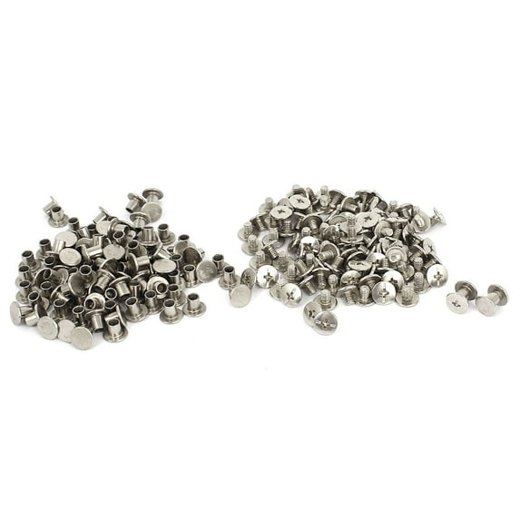 Unique Bargains 5mmx6mm Nickel Plated Binding Chicago Screw Post for Photo Albums (100-pack)