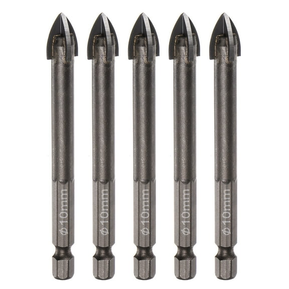 Unique Bargains 5pack Titanium Masonry Drill Bit, 10mm Concrete Drill Bits Triangle Drill Bit with 1/4' Hex Shank