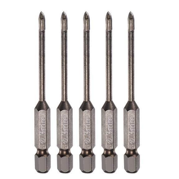 Unique Bargains 5pack Titanium Masonry Drill Bit, 3mm Concrete Drill Bits Triangle Drill Bit with 1/4' Hex Shank