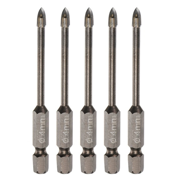 Unique Bargains 5pack Titanium Masonry Drill Bit, 4mm Concrete Drill Bits Triangle Drill Bit with 1/4' Hex Shank