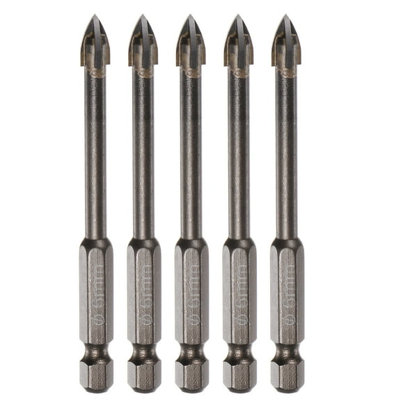Unique Bargains 5pack Titanium Masonry Drill Bit, 6mm Concrete Drill Bits Triangle Drill Bit with 1/4' Hex Shank