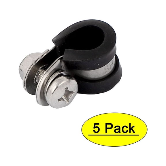 Unique Bargains 5pcs 10mm P Clips EPDM Rubber Lined Mounting Bracket for Pipe Tube Cable