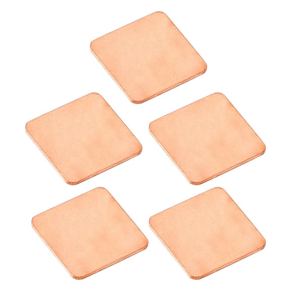 5 Pieces Copper Heatsink, Pure Copper Pad Pads Thermal Shim, 20x20x1.0mm Copper Heatsink Plate Cooler for Cooling PC Laptop CPU GPU