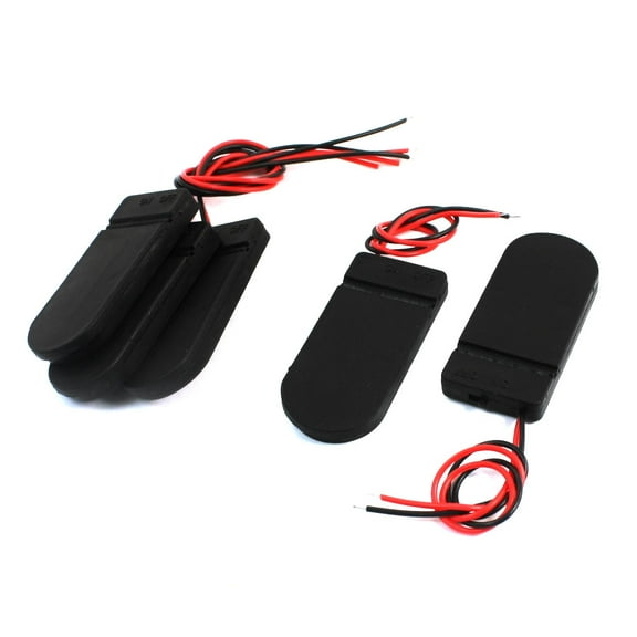 Unique Bargains 5pcs 2xCR2032 Battery Black Round Button Cell Coin Holder Box w Cover