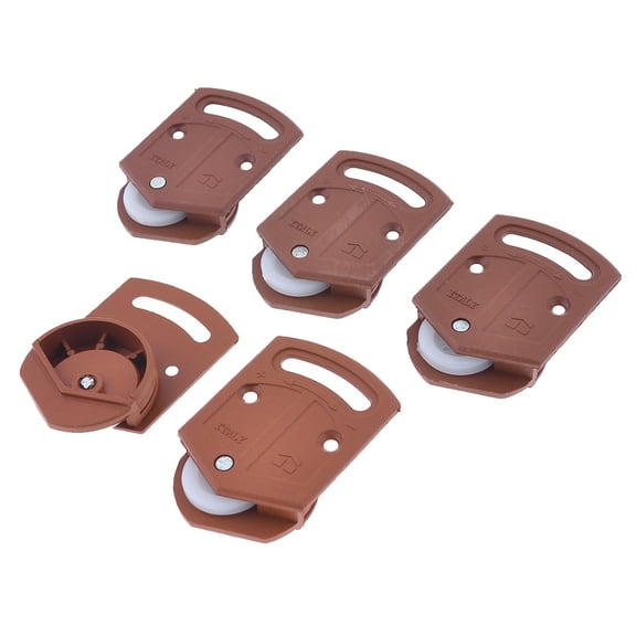 Unique Bargains 5pcs 3.6mm Dia Hole White Wheel Wardrobe Door Sliding Plate