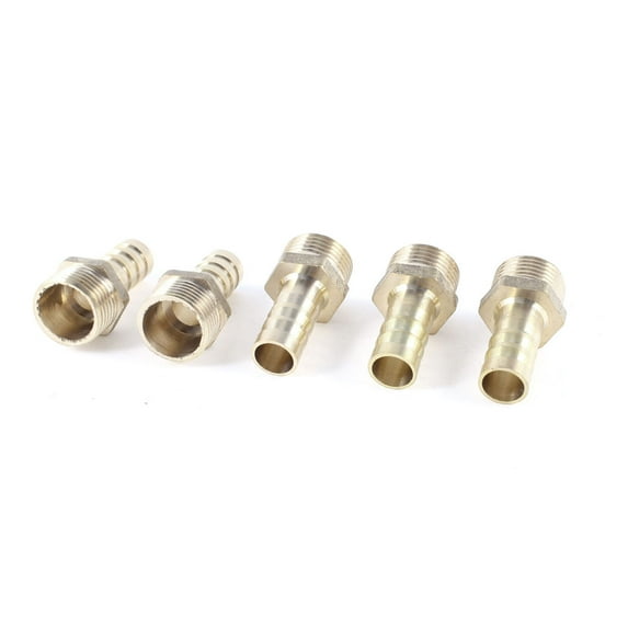 Unique Bargains 5pcs 3/8"PT Male Thread to 25/64" Pneumatic Air Hose Barb Straight Connector