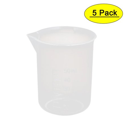 Unique Bargains 5pcs 50ml PP Plastic Volumetric Measuring Cup Container Beaker 48mmx60mm