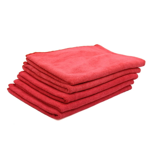 Unique Bargains 5pcs 65 x 33cm 250GSM Microfiber Towel Clean Cloths for Car Washing Red