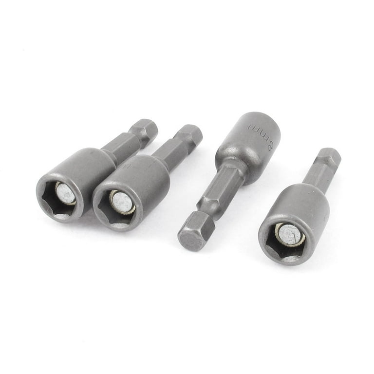 Unique Bargains 5pcs 6mm Shank 8mm Hexagon Magnetic Nut Socket Driver Bit Adapter 48mm Length