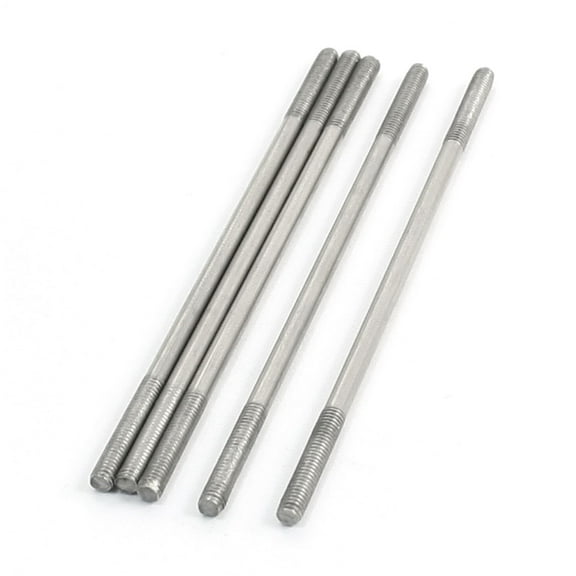 Unique Bargains 5pcs 80mm x 3mm Gray Stainless Steel Double Thread End Tight Adjustable Push Rod