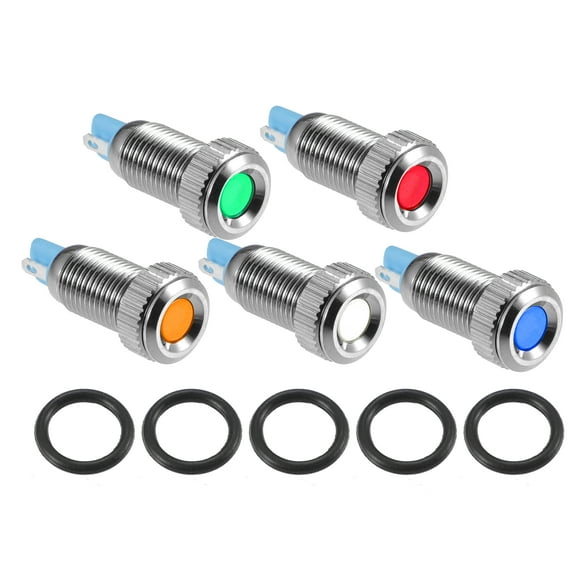 Unique Bargains 5pcs 8mm LED Indicator Light 12V-24V Shell Waterproof Pilot Dash Signal Lamp Interior Assorted Color