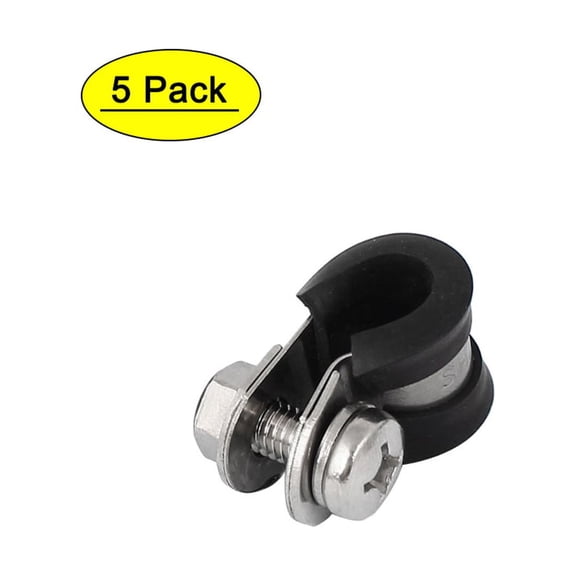 Unique Bargains 5pcs 8mm P Clips EPDM Rubber Lined Mounting Bracket for Pipe Tube Cable
