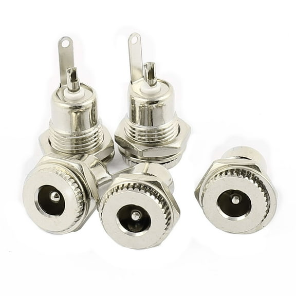 Unique Bargains 5pcs DC-099 Female 5.5x2.5mm Panel Mounting DC Power Jack Plug Socket Connector