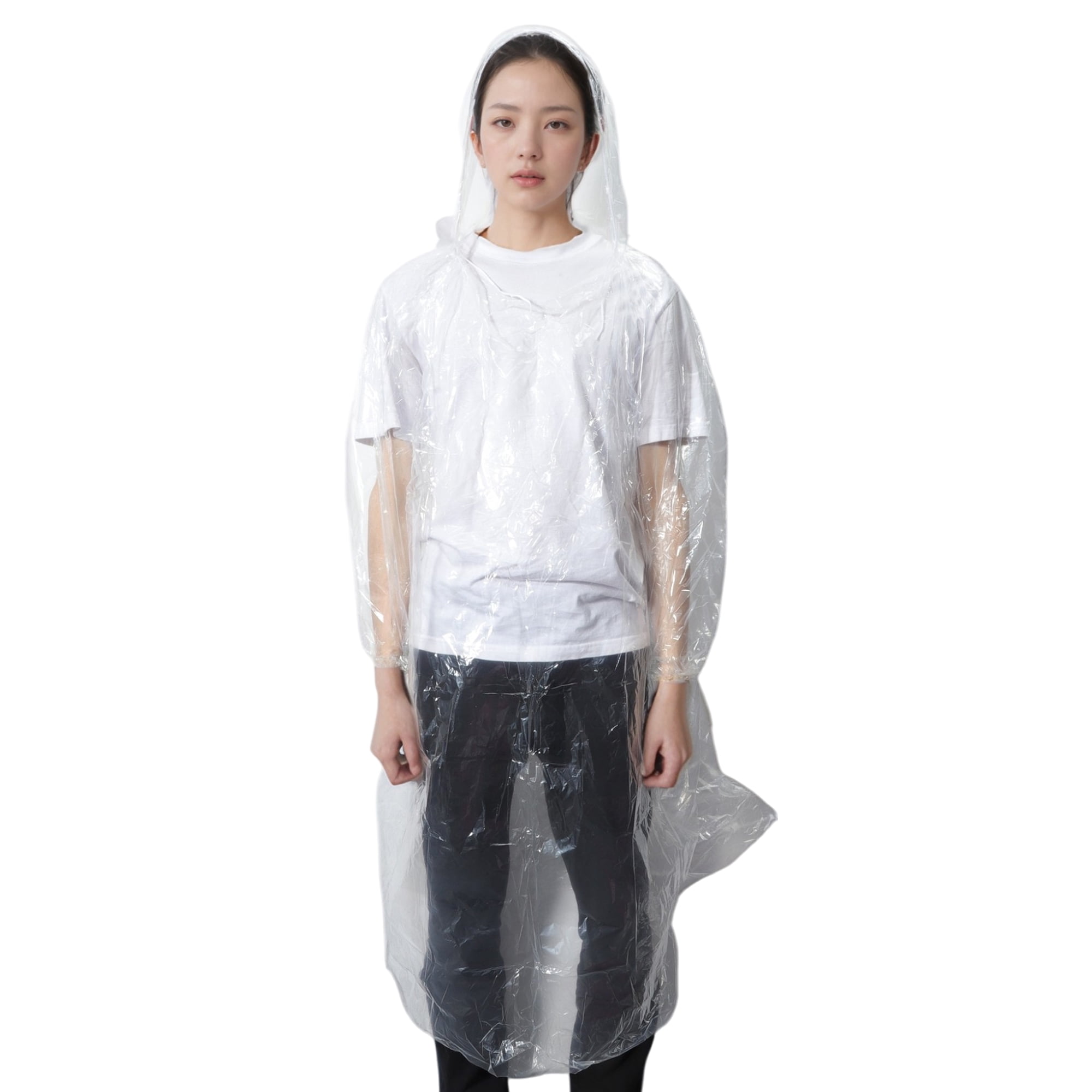 Unique Bargains 5pcs Disposable Rain Ponchos Emergency Raincoats Clear
