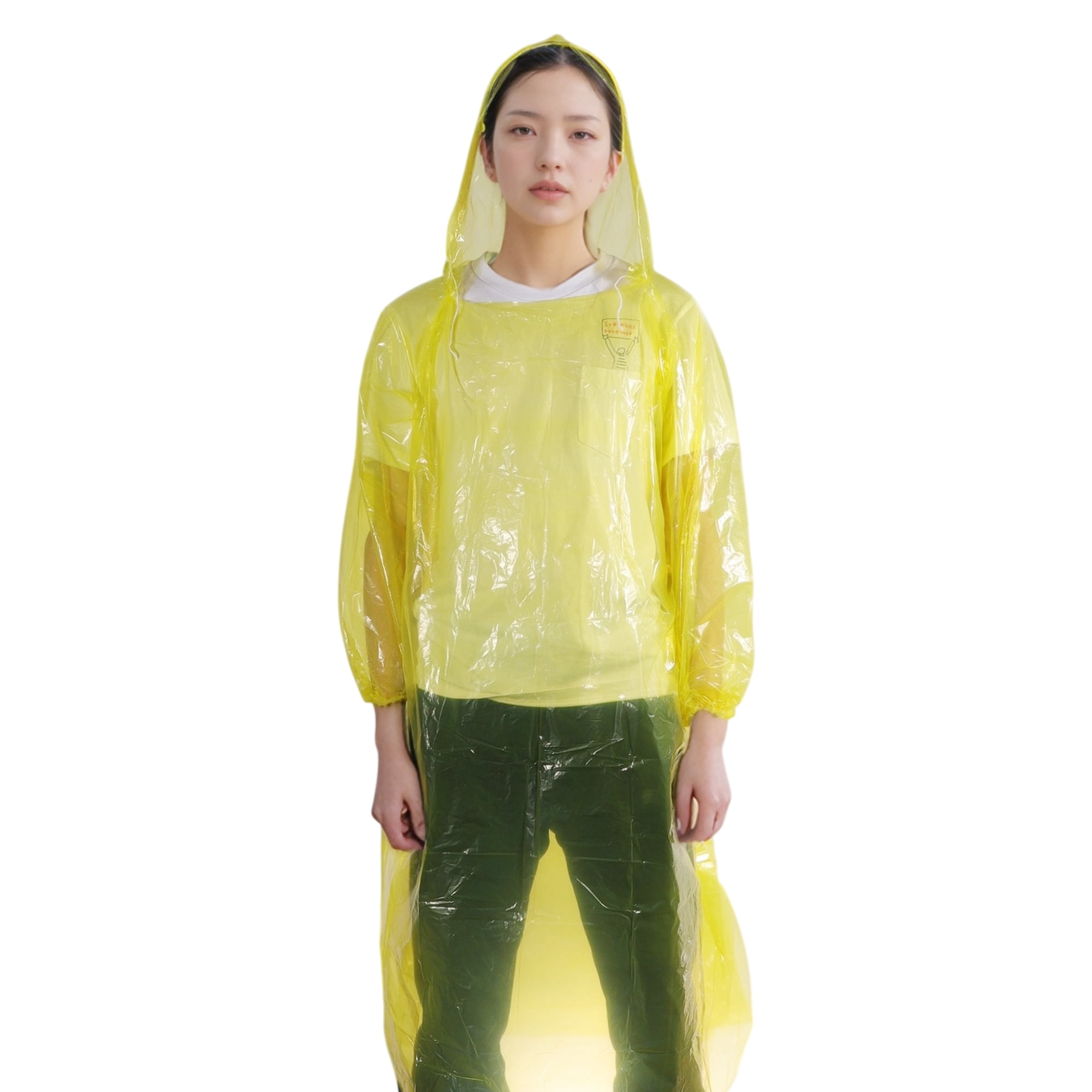 Unique Bargains 5pcs Disposable Rain Ponchos Emergency Raincoats Yellow