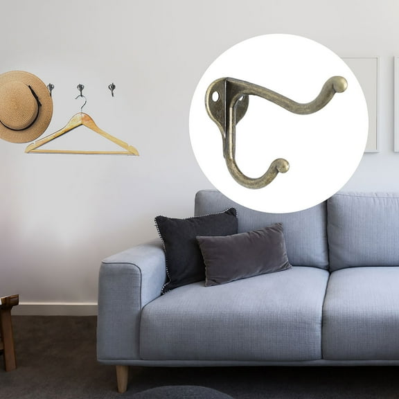 Unique Bargains 5pcs Dual Metal Robe Hooks Coat Bag Clothes Wall Hooks DIY Closets Hangers w Screws Home Storage Holder, Bronze Tone