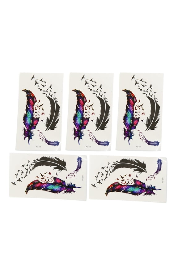 5pcs Feathers Butterfly Flower Deer Pattern Temporary Tattoo Body Arm Stickers