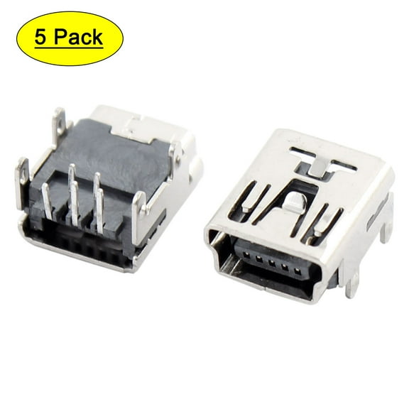 Unique Bargains 5pcs Female USB B Connector 5-Pin Right Angle DIP Socket PCB Board