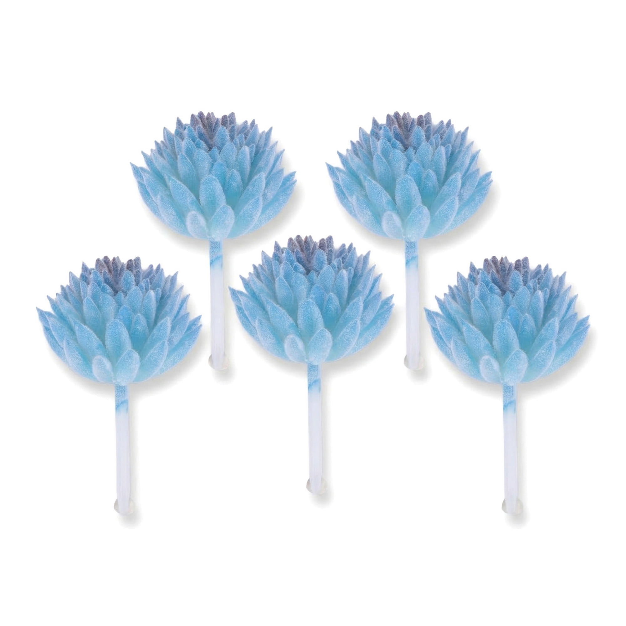 Unique Bargains 5pcs Flocked Artificial Succulents Blue 7.0"