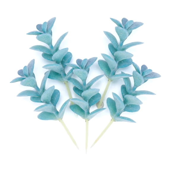 Unique Bargains 5pcs Flocked Artificial Succulents Blue Bean Sprouts 9.0"