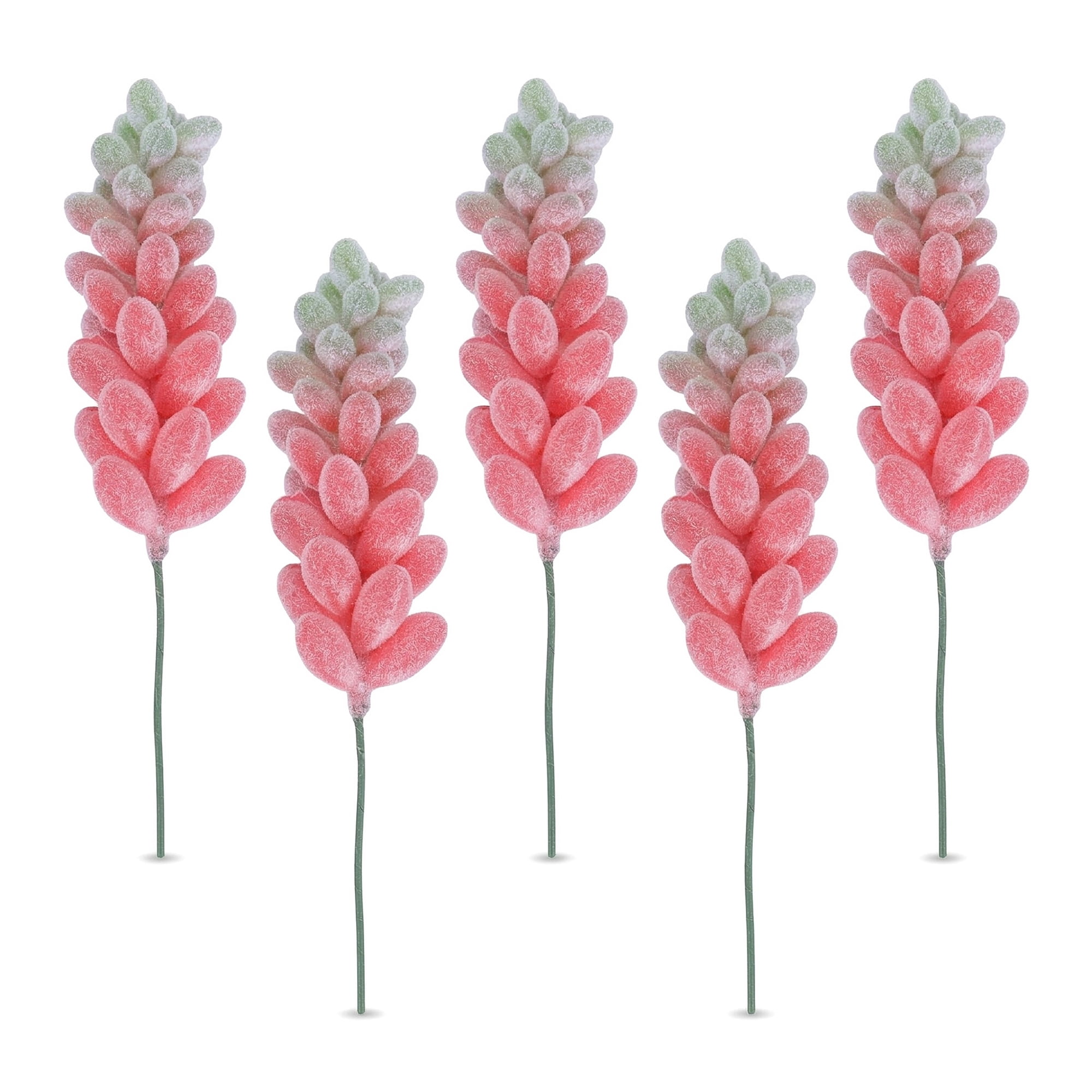 Unique Bargains 5pcs Flocked Artificial Succulents Deep Pink Wheat Ears 9.0"