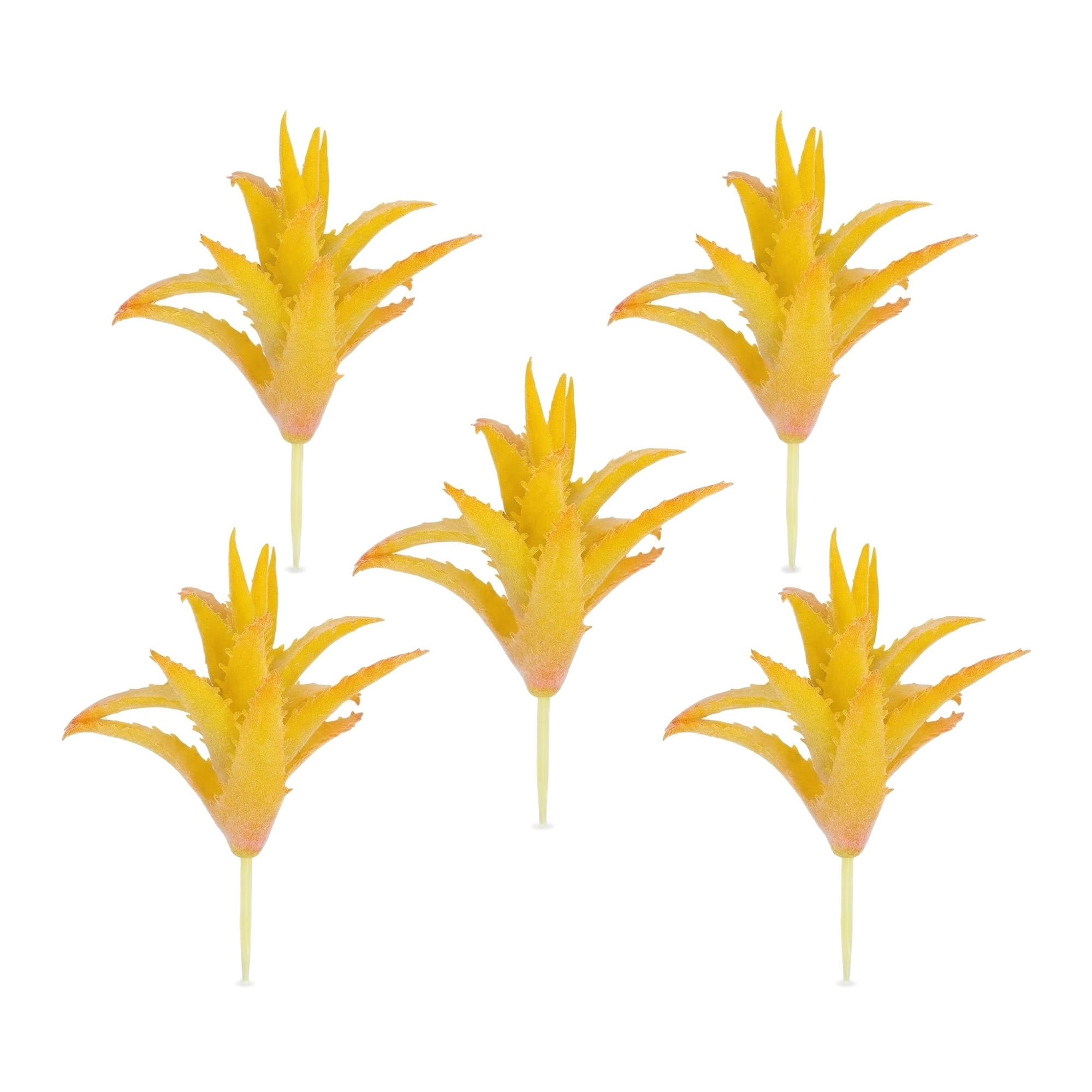 Unique Bargains 5pcs Flocked Artificial Succulents Orange-Yellow 9.0"