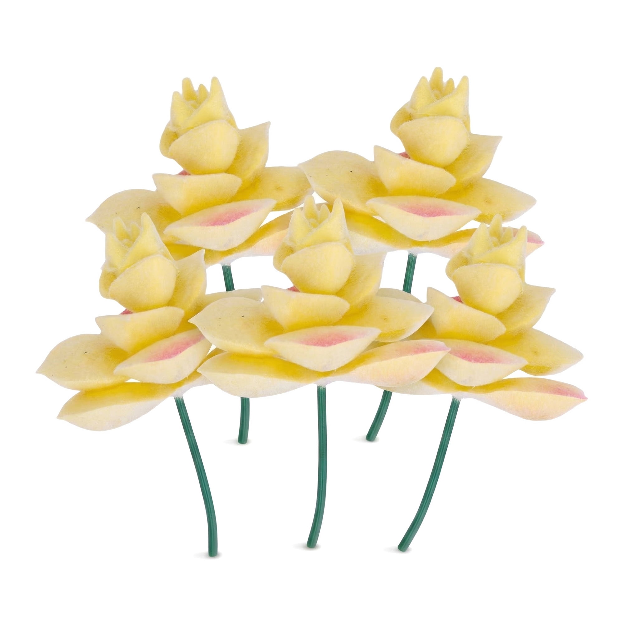 Unique Bargains 5pcs Flocked Artificial Succulents Rose Beige 9.0"
