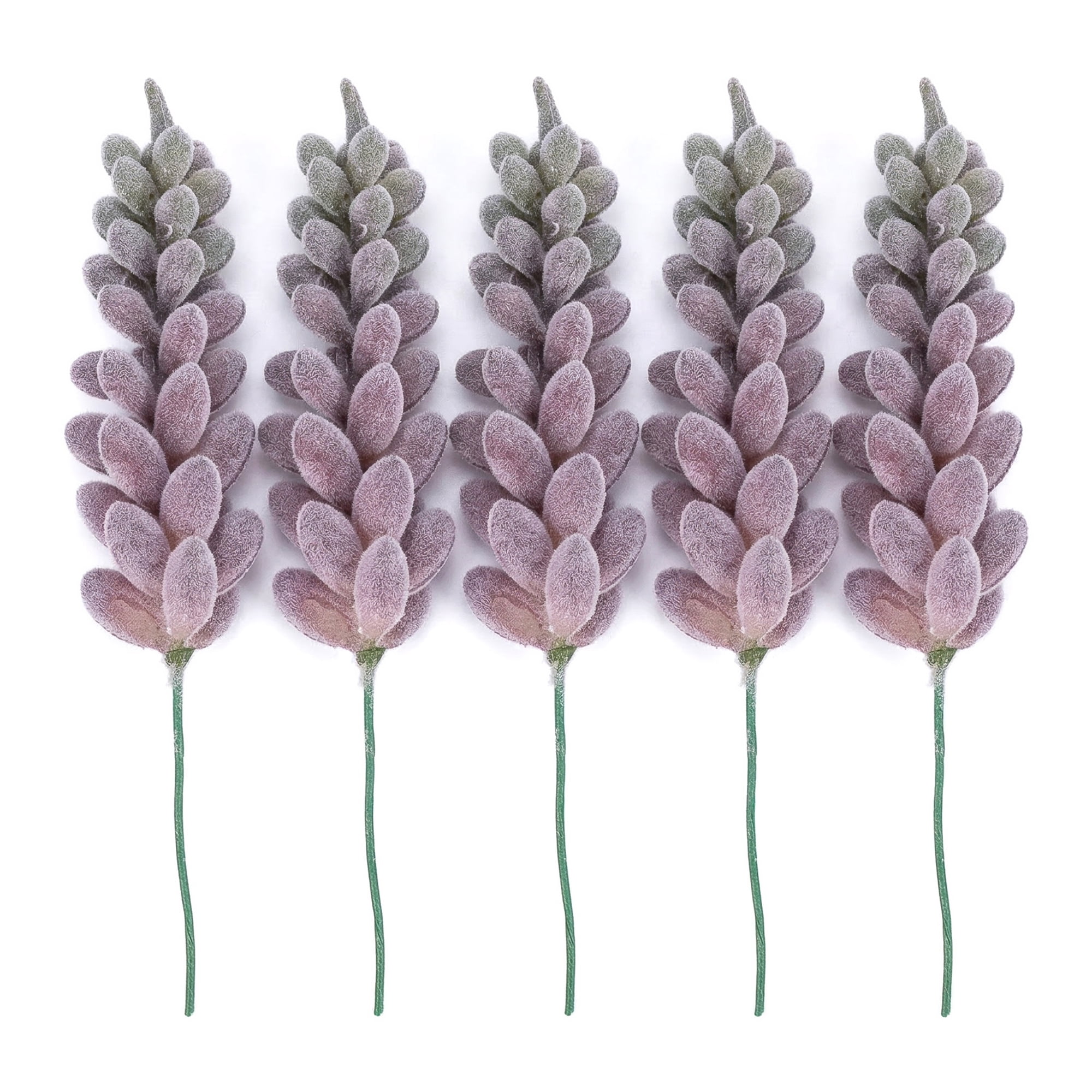 Unique Bargains 5pcs Flocked Artificial Succulents Wheat Ears Green And Purple 9.0"